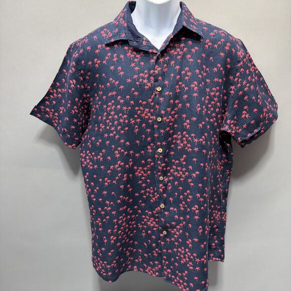 RODD AND Gunn Broadbay Sports Fit Short Sleeve Button Up Linen Shirt Size L - Picture 2 of 8